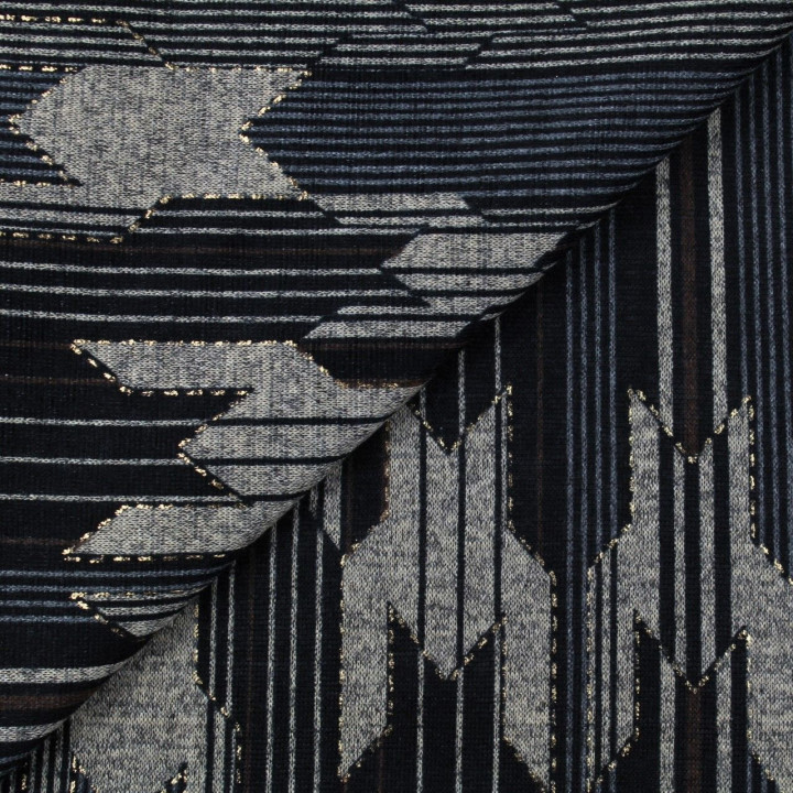 Tissus couture polyester noir imprimé géométrique