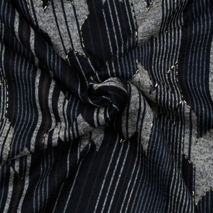 Tissus couture polyester noir imprimé géométrique