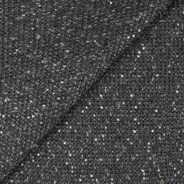 Tissus couture polyester gris pailleté argent