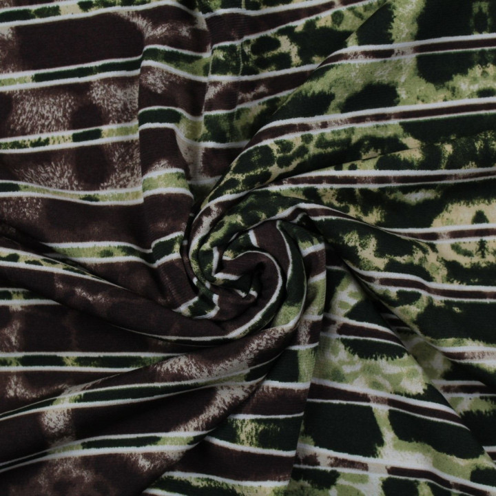 Tissu jersey polyester beige imprimé