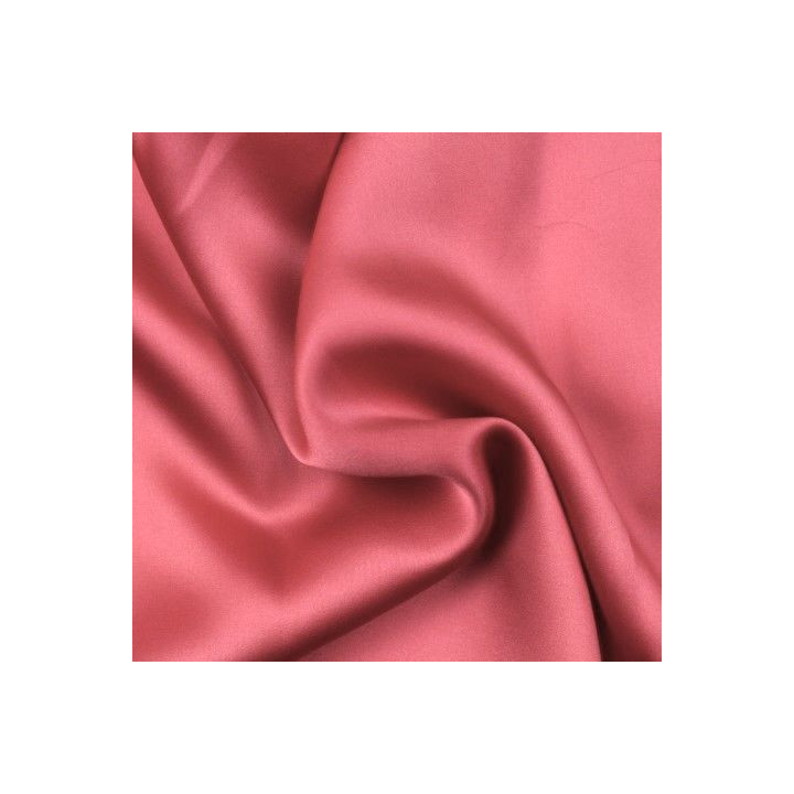 Tissu satin de soie uni corail