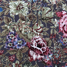 Tissu jersey gris imprimé fleuri