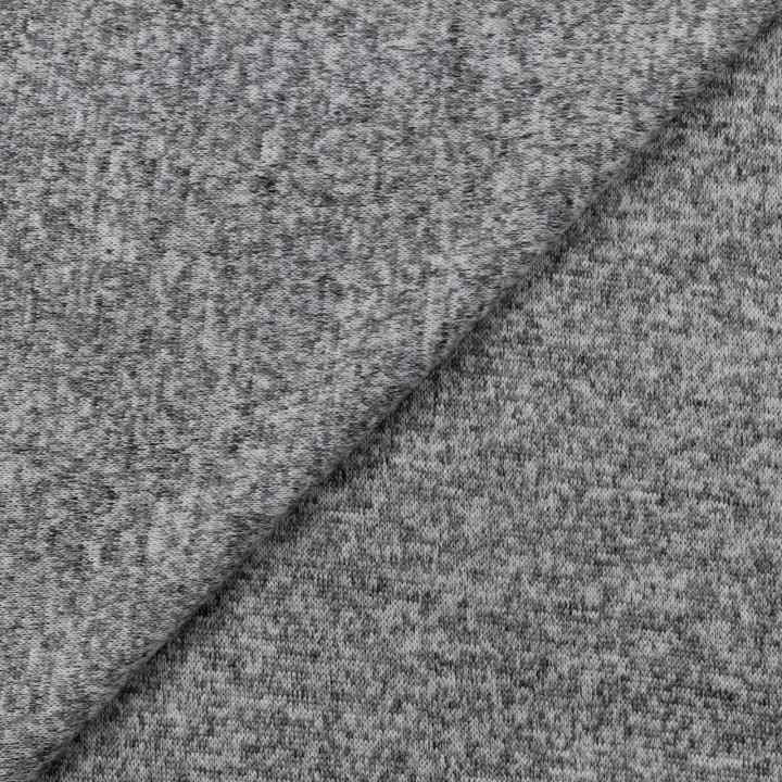 Tissus jersey gris clair chiné noir