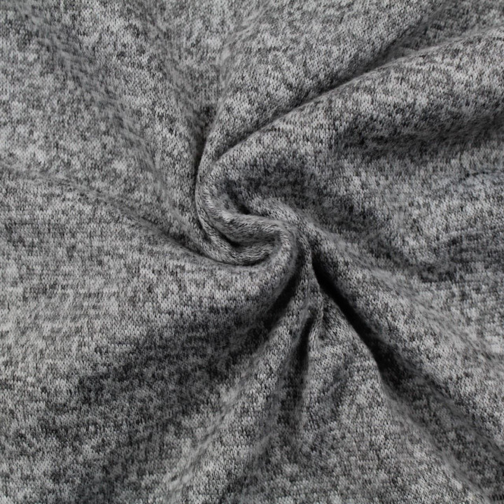 Tissus jersey gris clair chiné noir