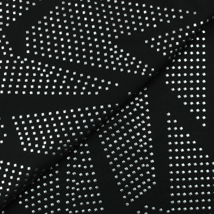 Tissus couture polyester noir strass argenté