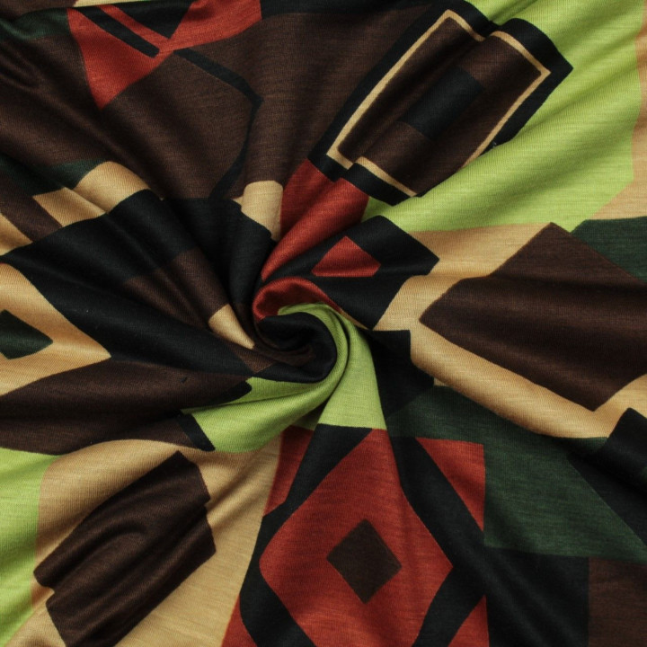 Tissu jersey polyester imprimé géométrique