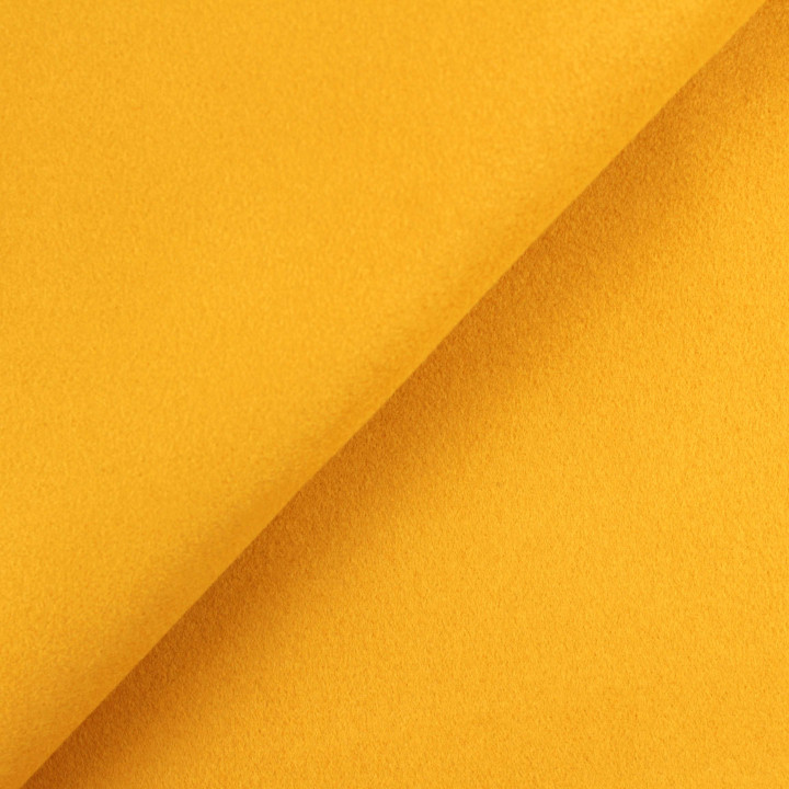 Coupon tissu caban jaune uni – Drap de laine manteau – 140 cm x 3 m – Moline