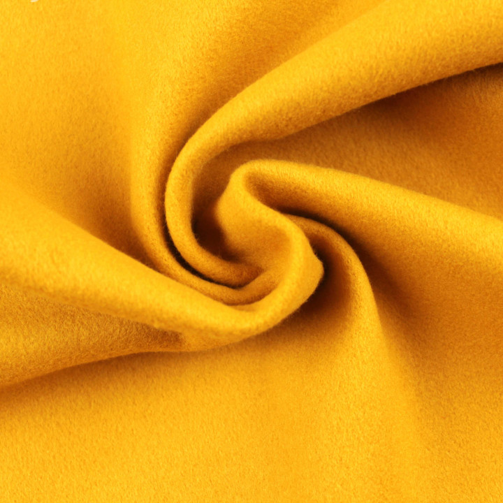 Coupon tissu caban jaune uni – Drap de laine manteau – 140 cm x 3 m – Moline