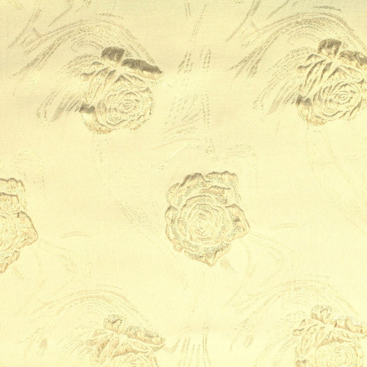 Tissu brocart motif floral beige brillant