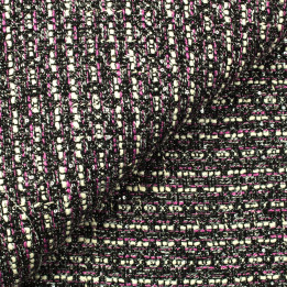 Tissus tweed blanc, fuchsia et noir