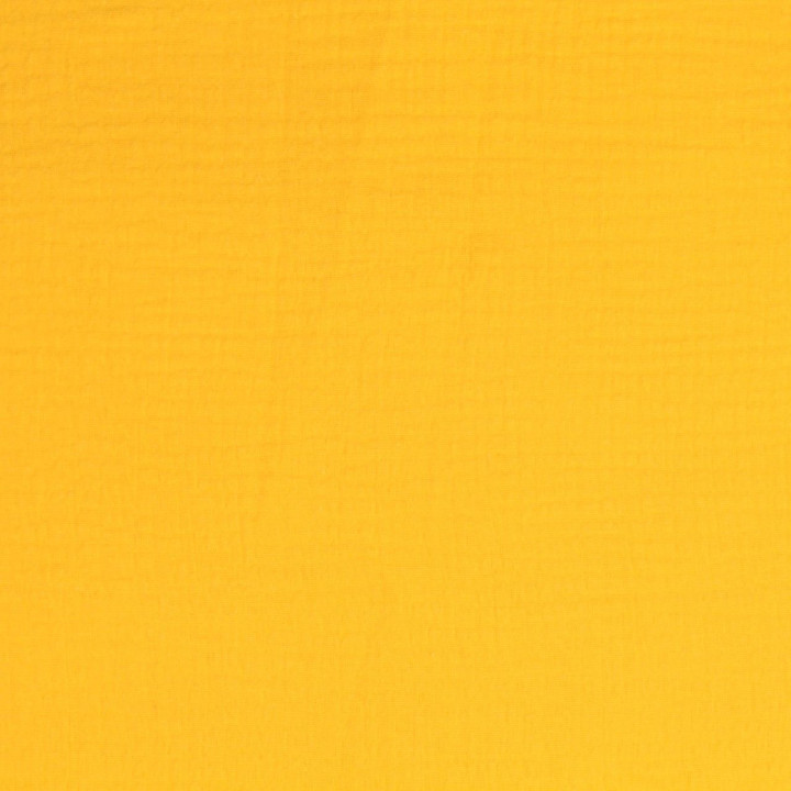 Tissu coton double gaze uni de couleur jaune