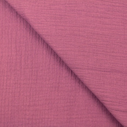 Tissu coton double gaze uni de couleur violet nacré