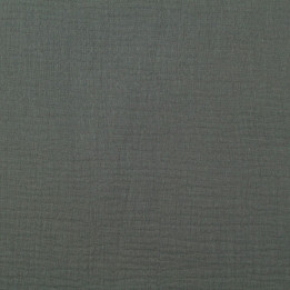Tissu coton double gaze uni de couleur gris foncé