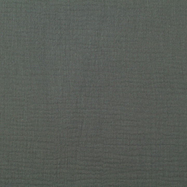 Tissu coton double gaze uni de couleur gris foncé