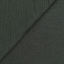 Tissu coton double gaze uni de couleur gris foncé | Moline