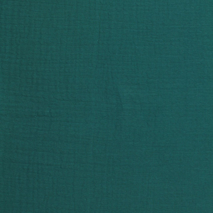 Tissu coton double gaze uni de couleur vert canard