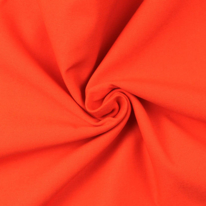 Tissu Gabardine Coton Uni Orange Corail - Haute Qualité
