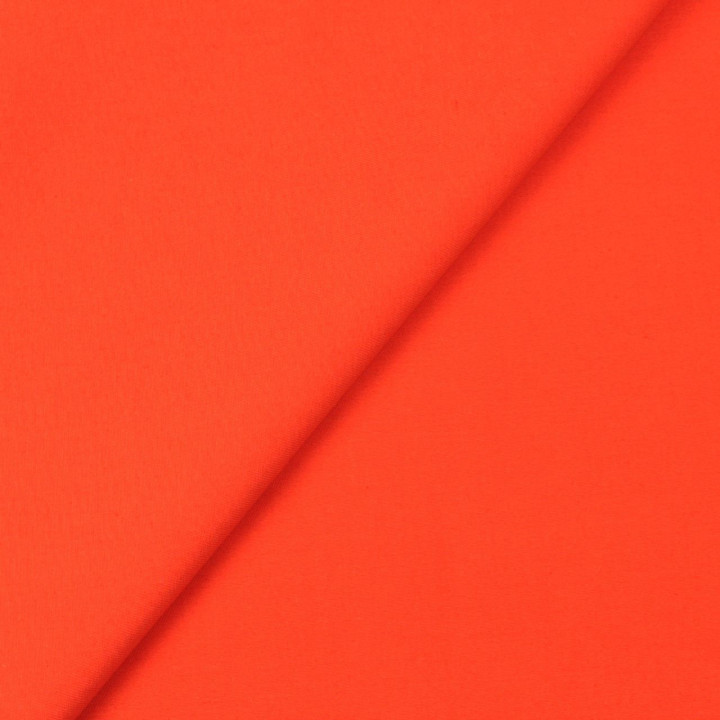 Tissu Gabardine Coton Uni Orange Corail - Haute Qualité