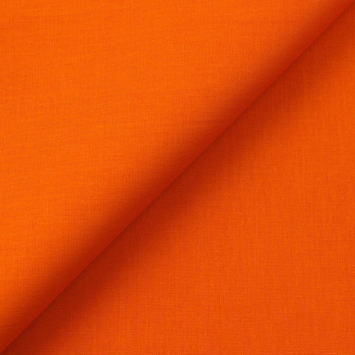 Tissu Gabardine Coton Uni Orange Corail - Haute Qualité