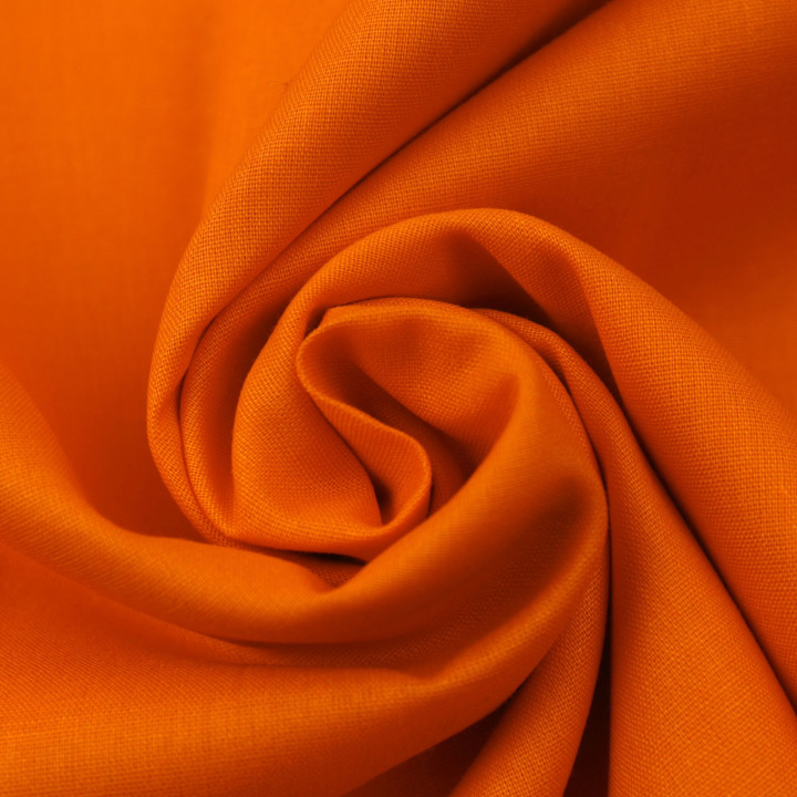 Tissu Gabardine Coton Uni Orange Corail - Haute Qualité