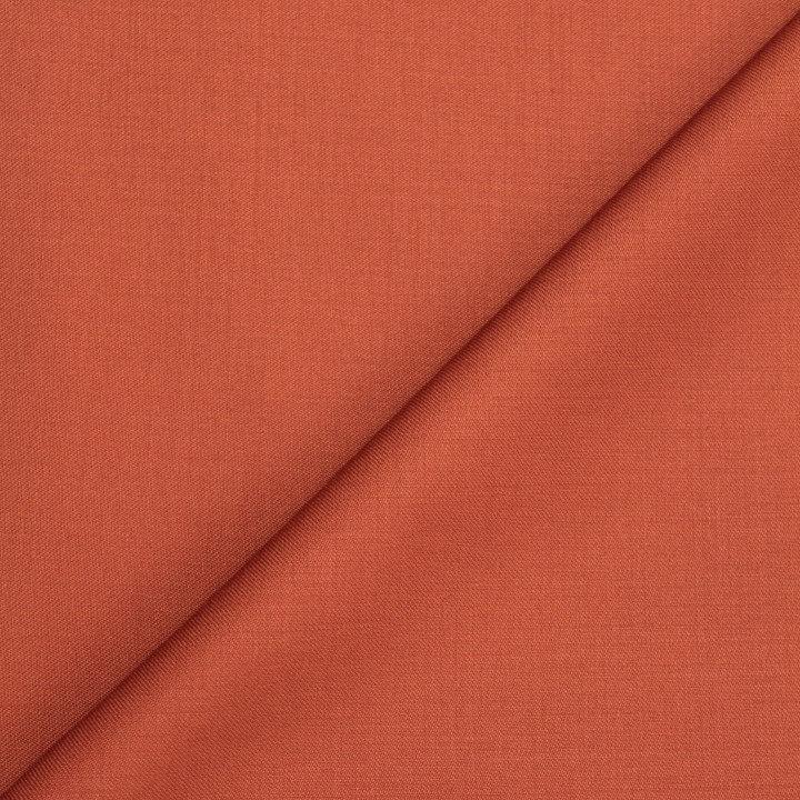 Tissu Gabardine Coton Uni Orange Corail - Haute Qualité