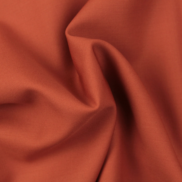 Tissu Gabardine Coton Uni Orange Corail - Haute Qualité