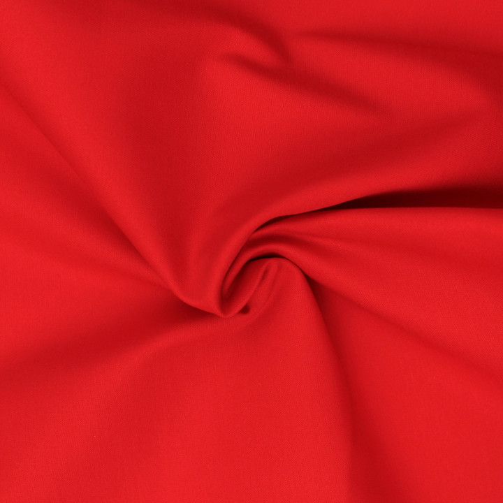 Tissu coton rouge uni satiné