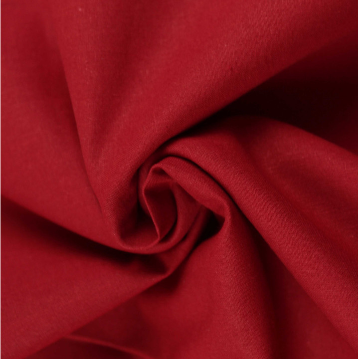 Tissu coton uni de couleur rouge foncé