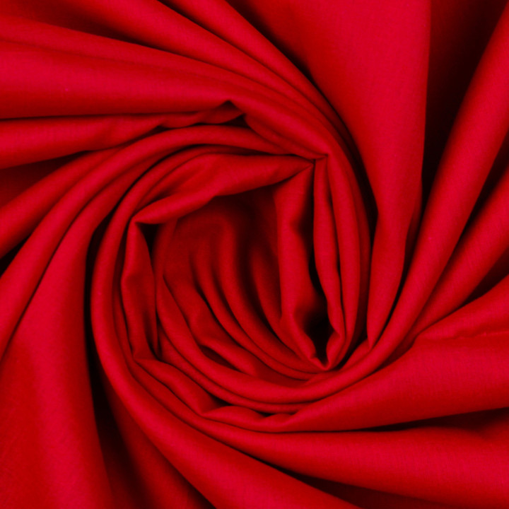 Tissu voile de coton uni de couleur rouge