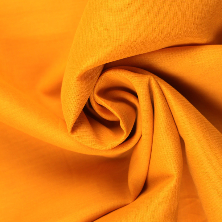 Tissu voile de coton uni de couleur jaune moutarde