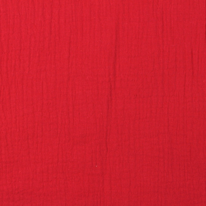 Tissu coton double gaze uni rouge écarlate