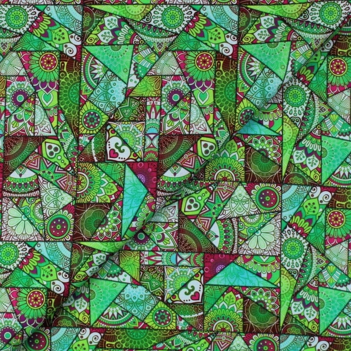 copy of Tissu coton vert imprimé géométrique