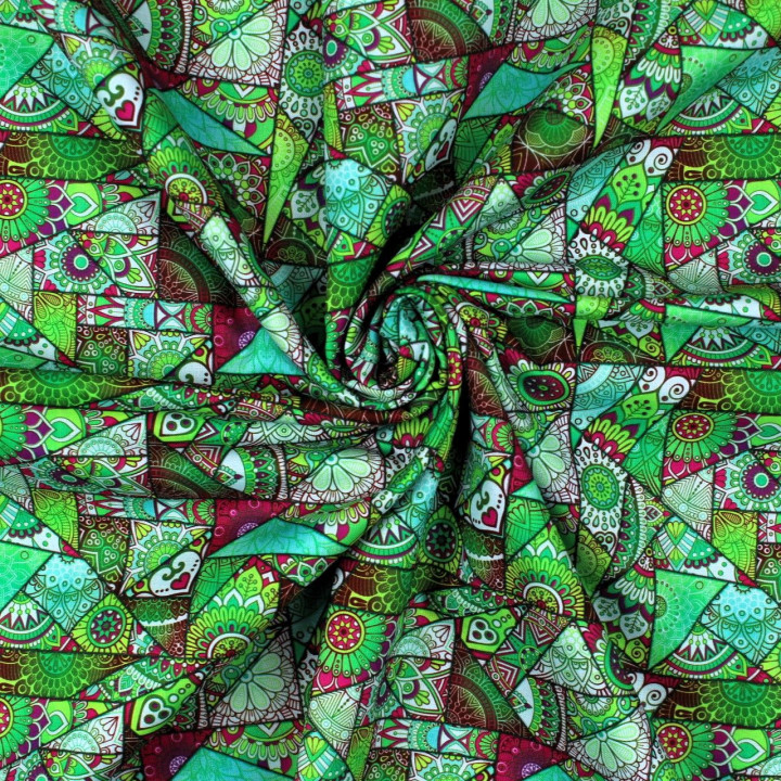 copy of Tissu coton vert imprimé géométrique