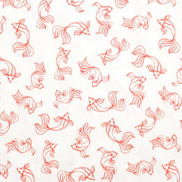 Tissu coton milleraie blanc imprimé poisson rouge