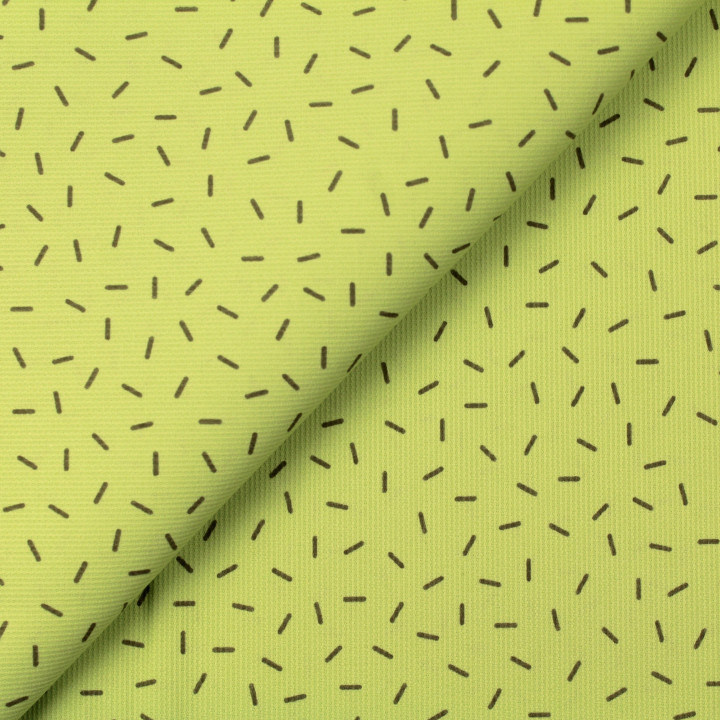 Tissu coton vert milleraie imprimé confettis taupe – Graphique et élégant