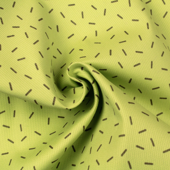 Tissu coton vert milleraie imprimé confettis taupe – Graphique et élégant