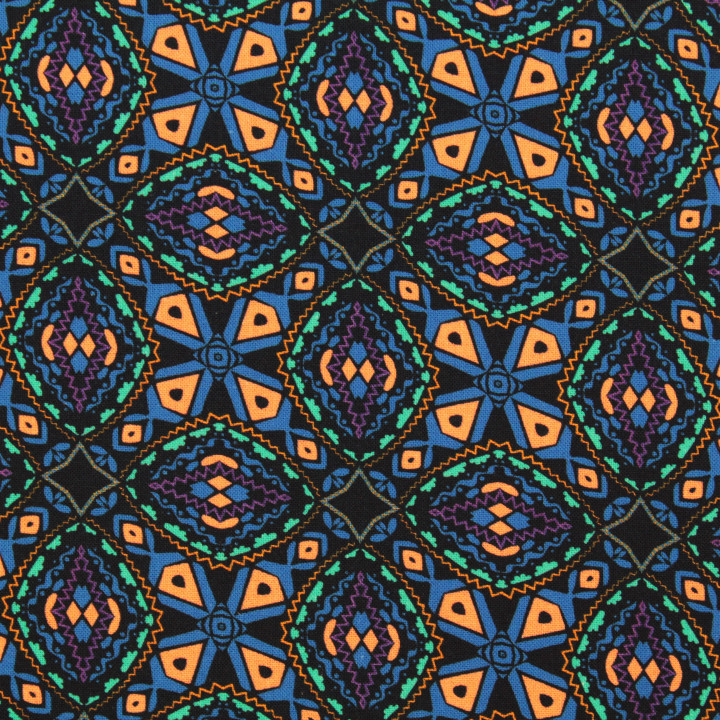 Tissu coton multicolore imprimé géométrique