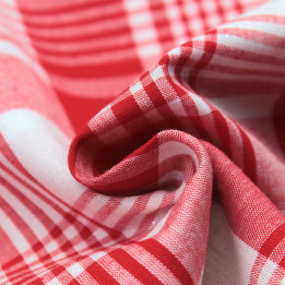 Tissu coton Madras rouge et blanc à rayures argentées – Haute qualité et authenticité