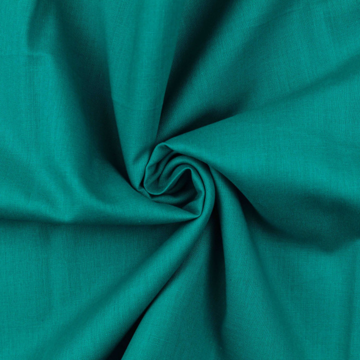 Tissu popeline de coton uni de couleur bleu canard