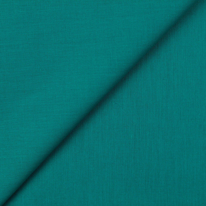 Tissu popeline de coton uni de couleur bleu canard