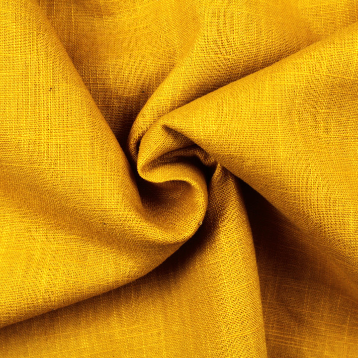 Tissu en lin uni Jaune safran – Naturel, élégant et tendance
