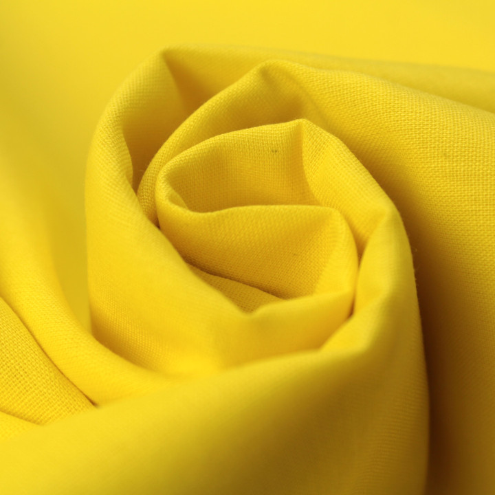 Tissu Popeline De Coton Uni Jaune Canari - Haute Qualité