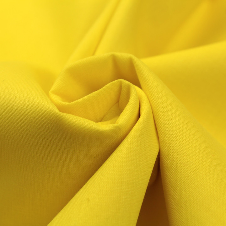 Tissu Popeline De Coton Uni Jaune Canari - Haute Qualité