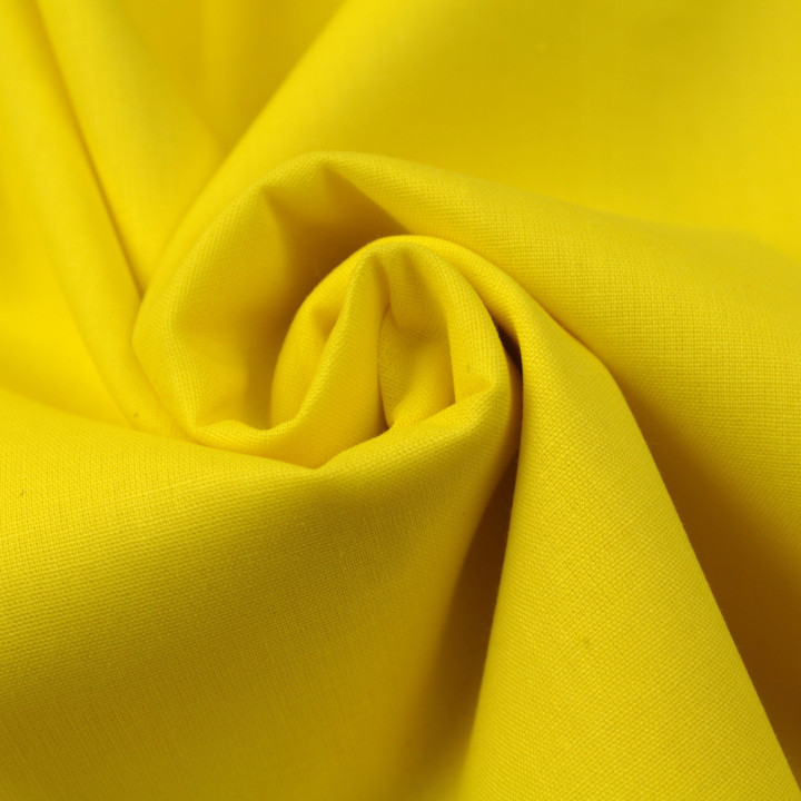 Tissu Popeline De Coton Uni Jaune Canari - Haute Qualité