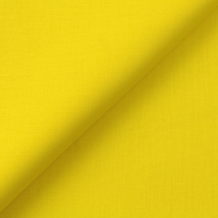 Tissu Popeline De Coton Uni Jaune Canari - Haute Qualité