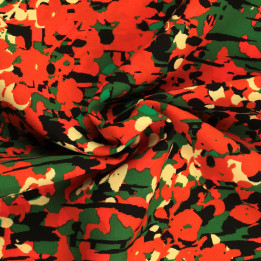 Tissus en polyester orange imprimés multicolores