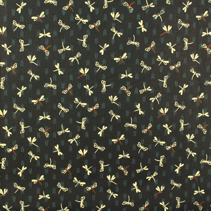 Tissu coton bleu marine imprimé papillons