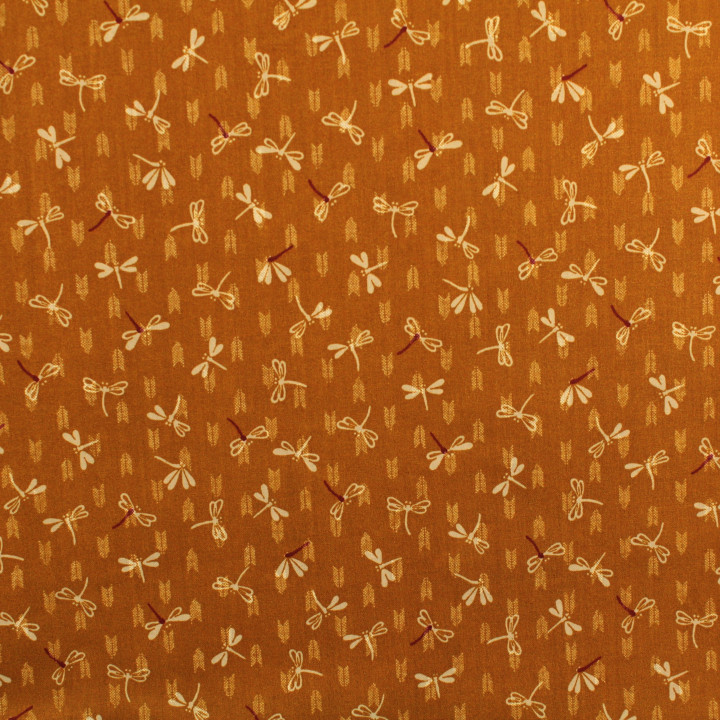 Tissu coton moutarde imprimé papillons