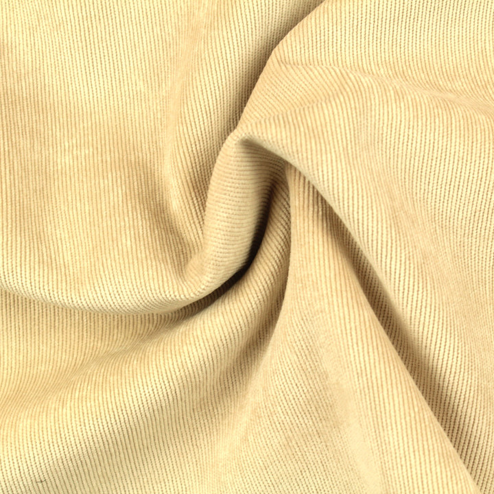 Tissu velours milleraie uni de couleur beige claire
