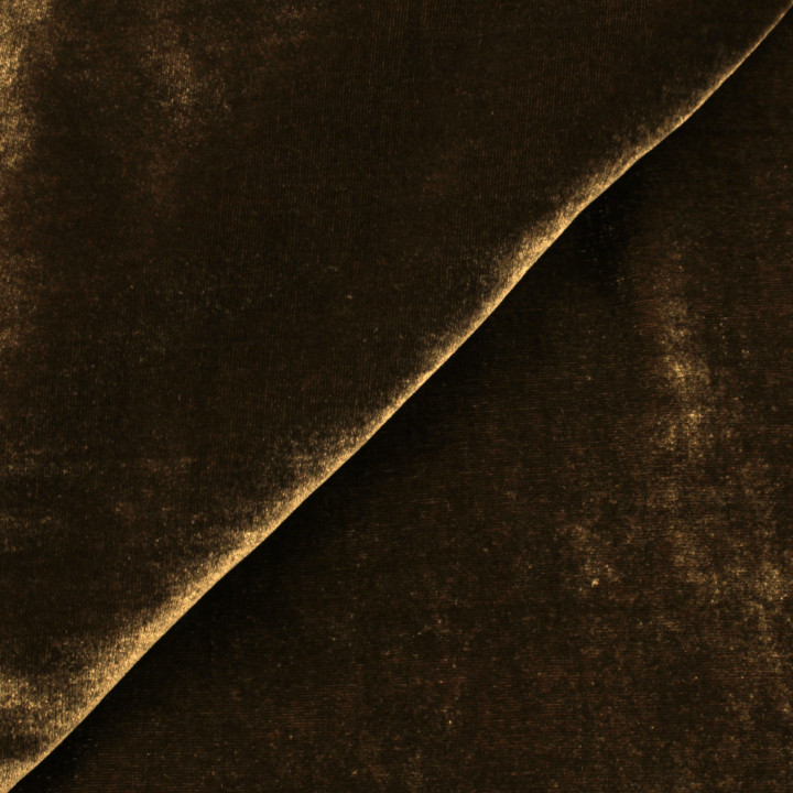 Tissu velours viscose et soie de couleur marron foncé iridescent